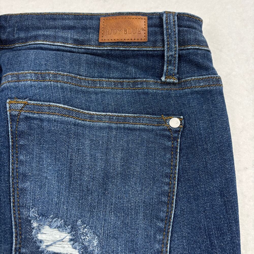 Judy Blue Cuffed Ankle Jeans Size 15 Skinny Fit Distressed Raw Hem Stretch Denim - Picture 7 of 13